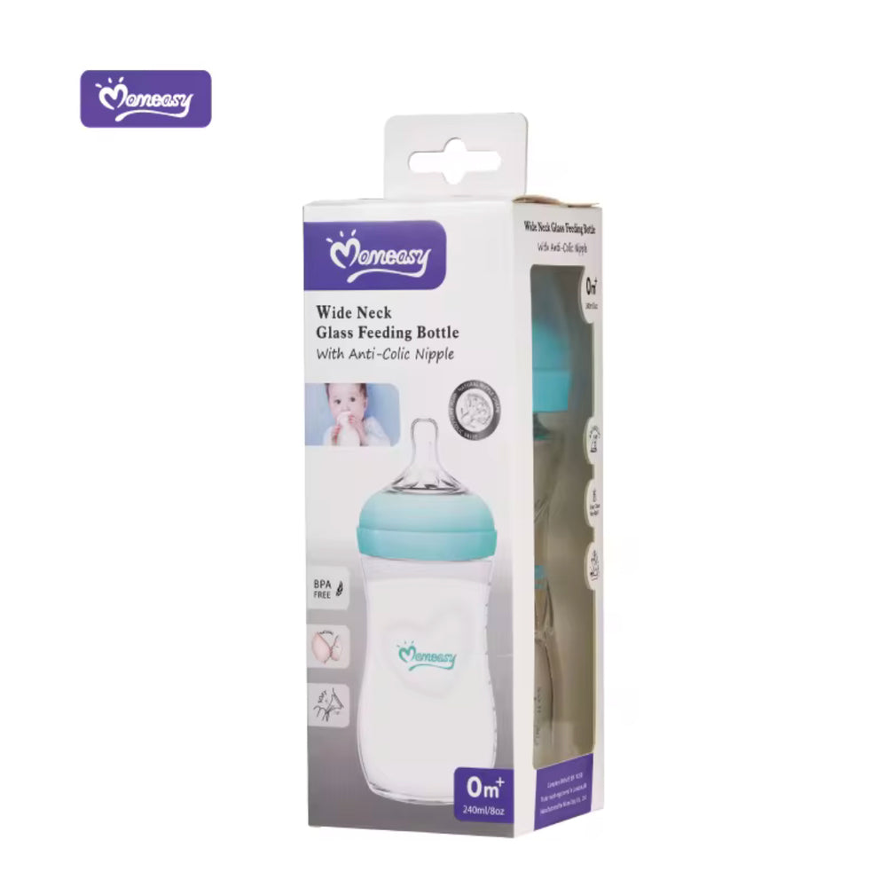 Biberon en Verre Anti-Colique Momeasy 240ml - Tétine Silicone 0m+