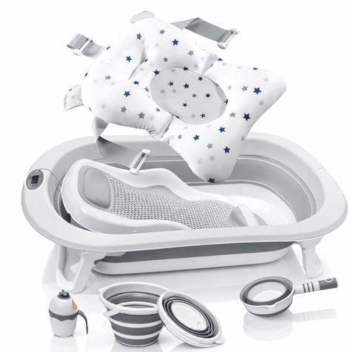 Baignoire Pliable avec Transat de Bain Intégré