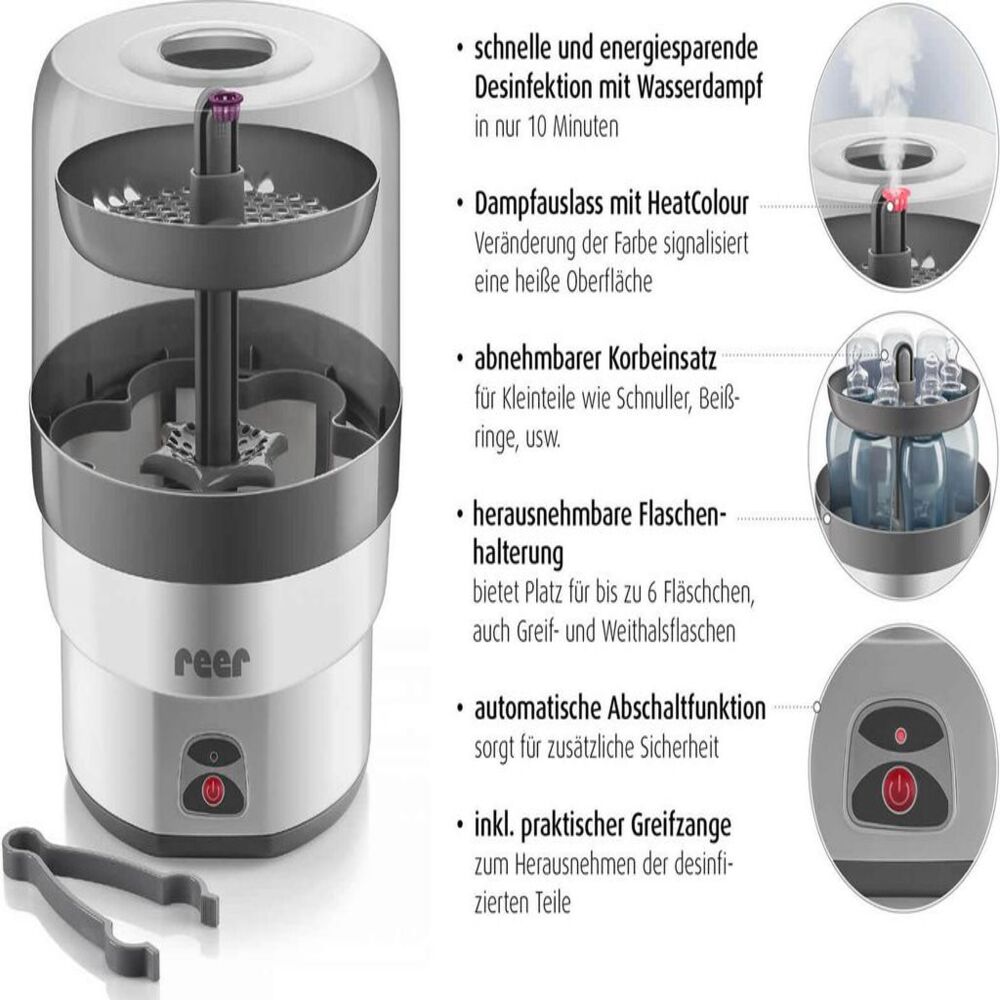 Stérilisateur Biberon Électrique Reer VapoMax - Digital 6 Biberons
