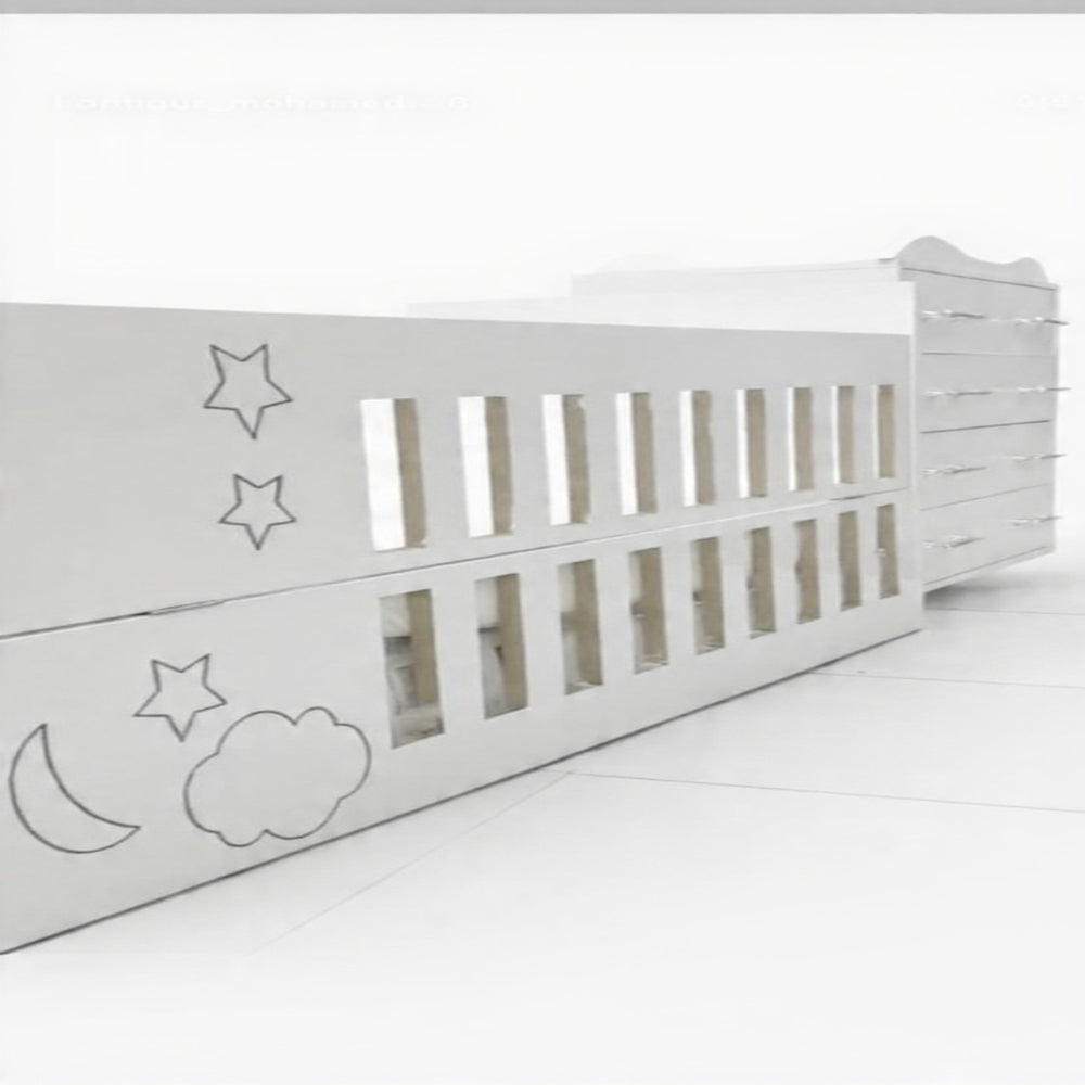 Lit Bébé Évolutif blanc+ rangement
